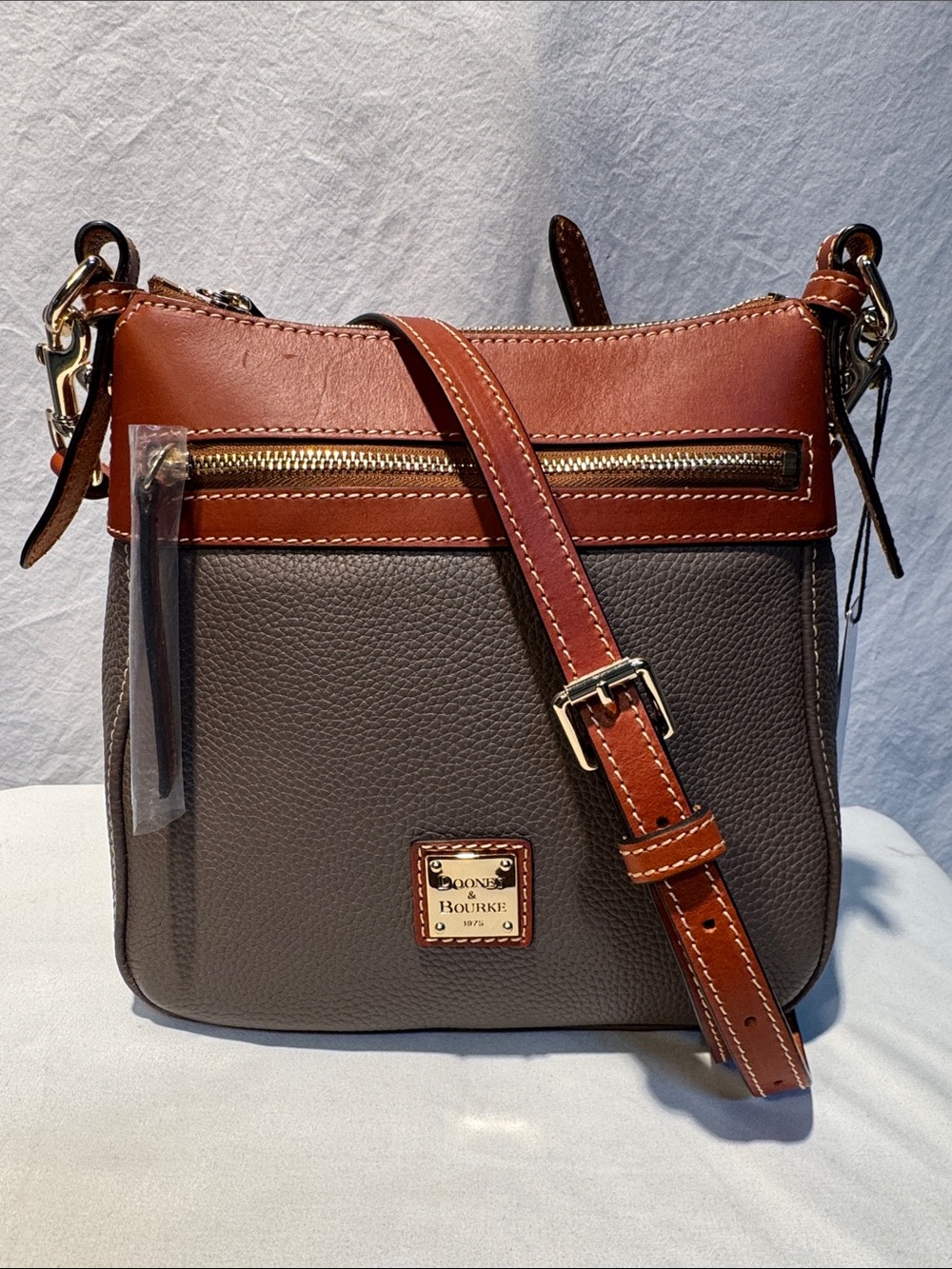 Dooney & Bourke Brown and Chestnut Leather Messenger Bag